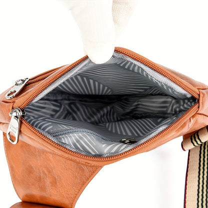 Vintage Kunstleder Umhängetasche – Verstellbarer Riemen mit Schnappverschluss