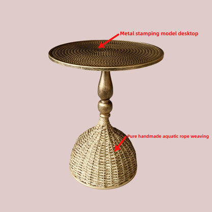 Handgefertigter Wassergras-Couchtisch – Antike Bronzeoptik