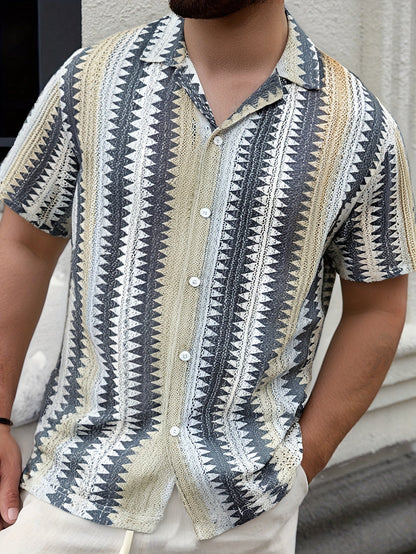 Herren Sommer Casual Kurzarmshirt – Gewebter Stoff für einen Frischen Look