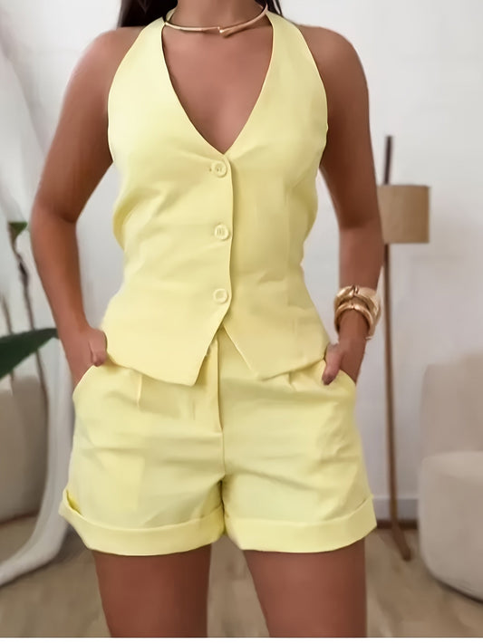 Sommerliches Hellgelbes Set – Weiblich, Frisch und Bequem