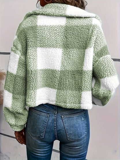 Luna Kariertes Teddy-Jacke – Wärme und Stil für Damen