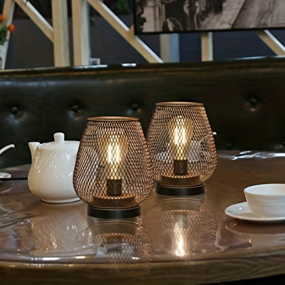 RusticMesh Tischlampen-Set – Industrieller Stil und Stimmungsvolle Beleuchtung