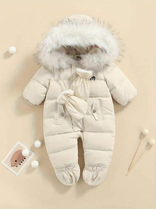 Snowy Baby Strampler – Warmer Winter-Overall mit Kapuze für draußen