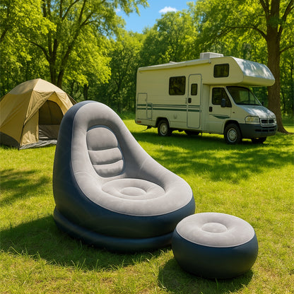 Aufblasbares Sofa-Lounger mit Fußstütze – Wasserdicht & Bequem
