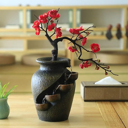 Zen Blossom Wasser-Vase – Beruhigende Bonsai-Dekoration mit Brunnen
