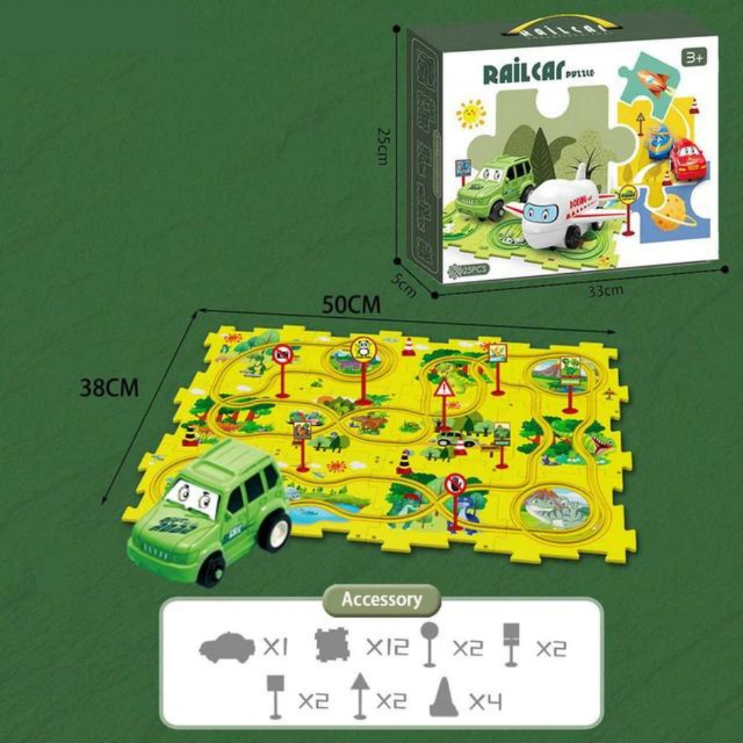 Puzzle-Rennbahn-Spielset - Endloser Bau- und Fahrspaß
