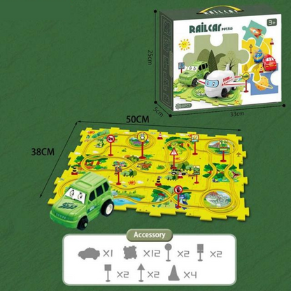Puzzle-Rennbahn-Spielset - Endloser Bau- und Fahrspaß