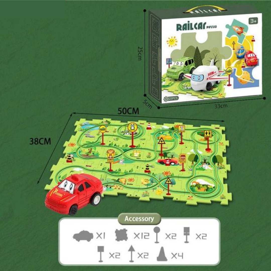 Puzzle-Rennbahn-Spielset - Endloser Bau- und Fahrspaß