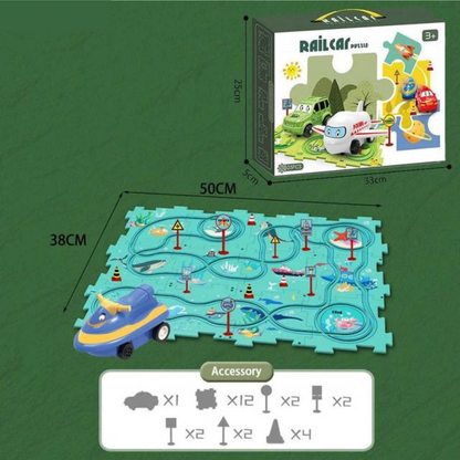 Puzzle-Rennbahn-Spielset - Endloser Bau- und Fahrspaß