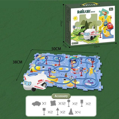 Puzzle-Rennbahn-Spielset - Endloser Bau- und Fahrspaß