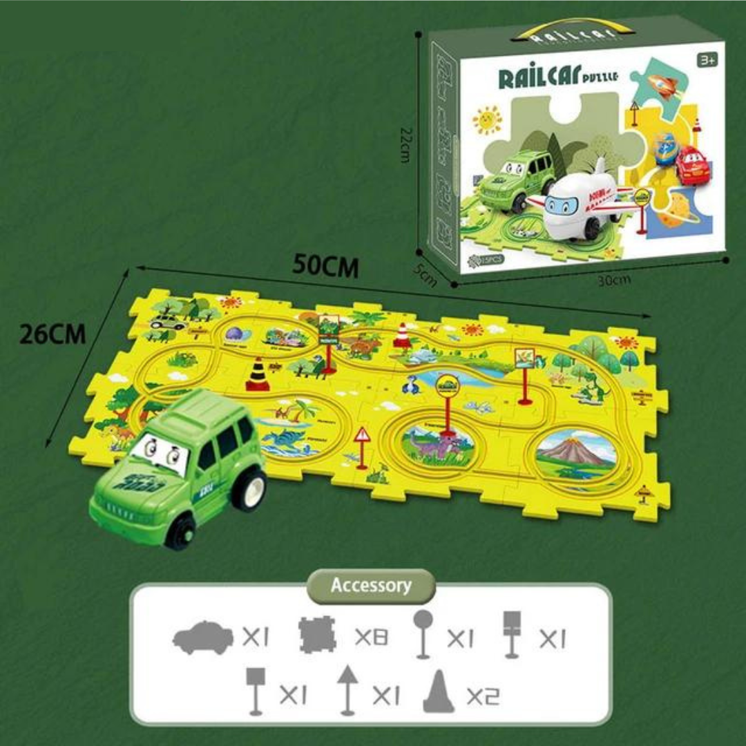 Puzzle-Rennbahn-Spielset - Endloser Bau- und Fahrspaß