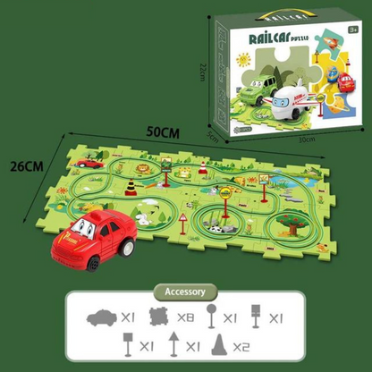 Puzzle-Rennbahn-Spielset - Endloser Bau- und Fahrspaß