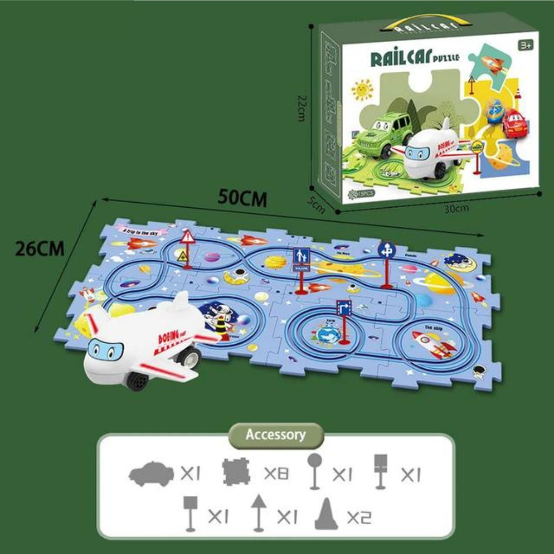 Puzzle-Rennbahn-Spielset - Endloser Bau- und Fahrspaß