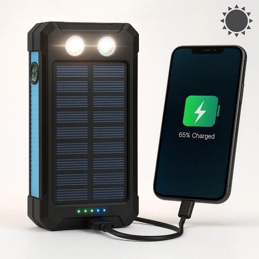 50000mAh Solarenergie Powerbank – Wasserdicht, Robust & Mit Taschenlampe