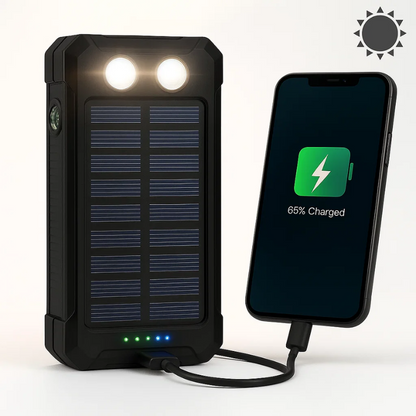 50000mAh Solarenergie Powerbank – Wasserdicht, Robust & Mit Taschenlampe