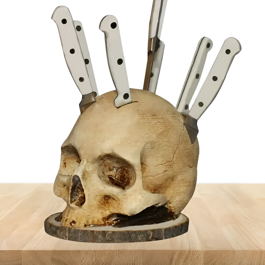 SkullEdge – Einzigartiger Schädelhalter für Küchenmesser