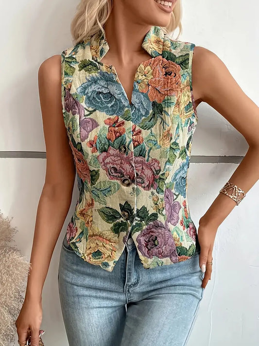 Elegantes Damen-Gilet mit floralem Muster