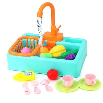Mini Chef Spüle Spielset – Mit Fließendem Wasserhahn und Spielzeuggemüse