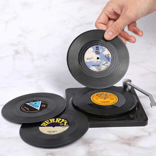 Retro Vinyl Untersetzer Set – Schützen Sie Ihre Möbel mit musikalischem Stil