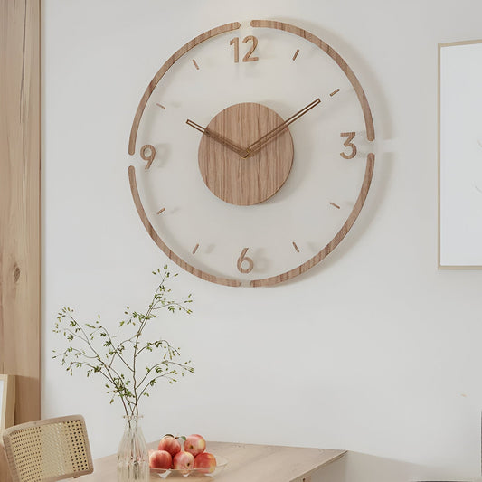 ClearWood Stille Wanduhr – Zeitgemäßes Holz- und Acryl-Design