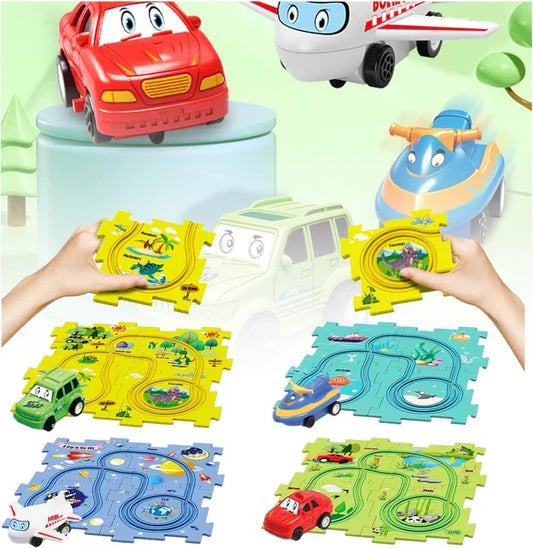 Puzzle-Rennbahn-Spielset - Endloser Bau- und Fahrspaß