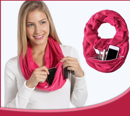 Reissjaal mit Versteckter Tasche – Infinity Stil & Sicherheit in Einem