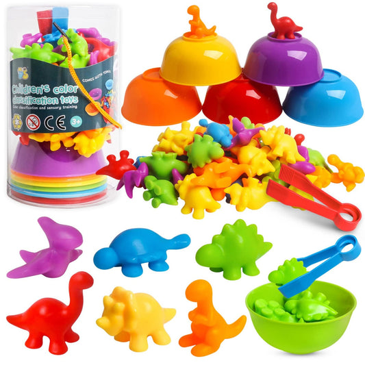Montessori Dinosaurier Lernspiel – Farben und Formen sortieren