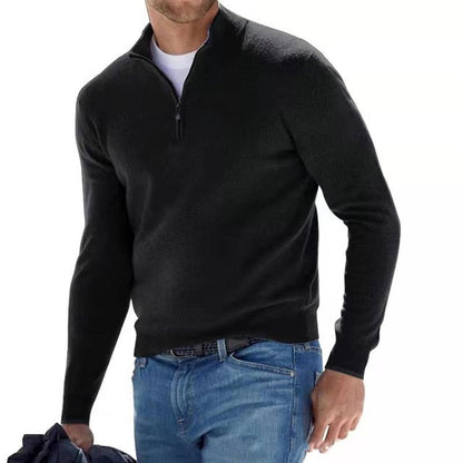 Klassischer Zip-Up Strickpullover – Bequeme Herren-Essential