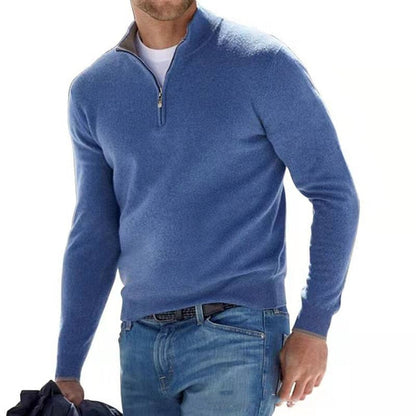 Klassischer Zip-Up Strickpullover – Bequeme Herren-Essential