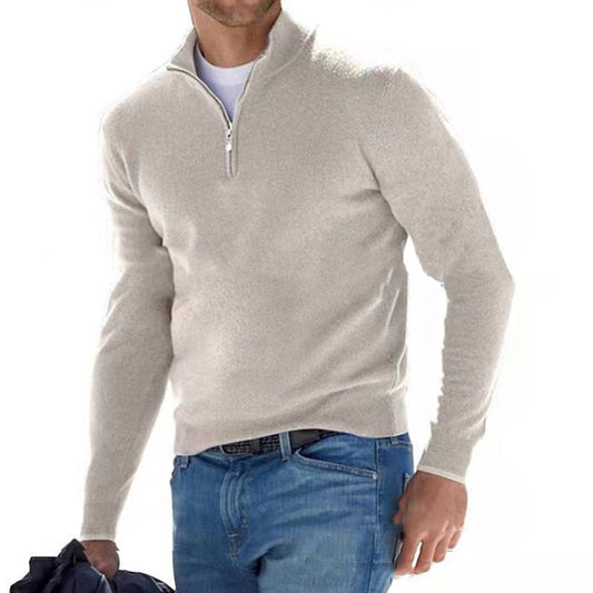 Klassischer Zip-Up Strickpullover – Bequeme Herren-Essential