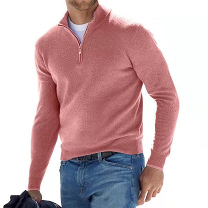 Klassischer Zip-Up Strickpullover – Bequeme Herren-Essential
