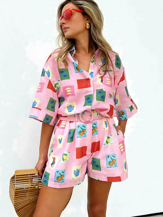 SommerBrise Set – Fröhliches Top & Shorts Combo