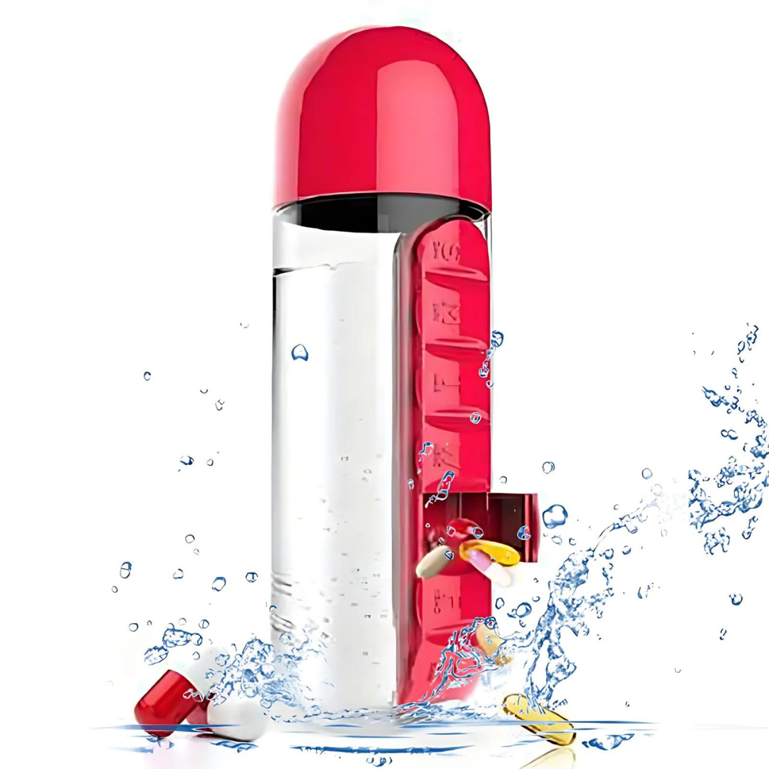 VitaBottle – Tragbare Wasserflasche mit integriertem Pillenfach