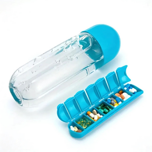 VitaBottle – Tragbare Wasserflasche mit integriertem Pillenfach