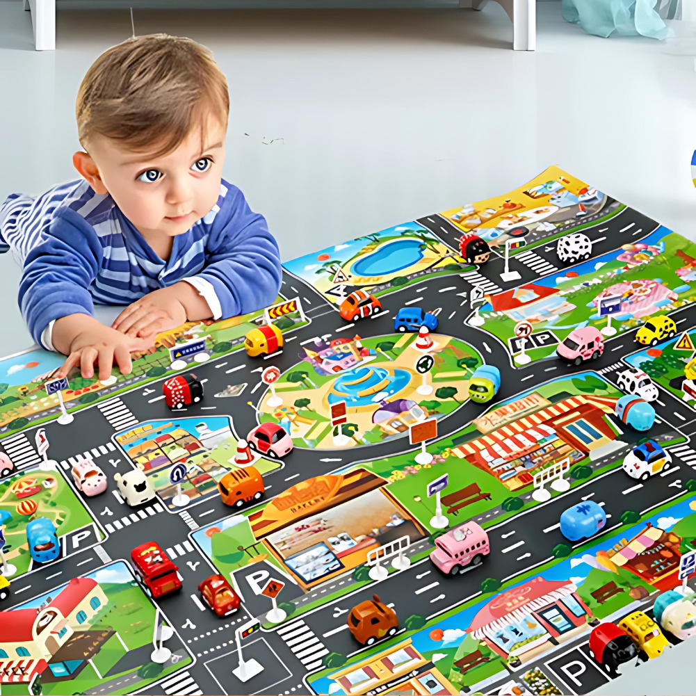 PlayCity – Spielmatte – Autos und Verkehrszeichen