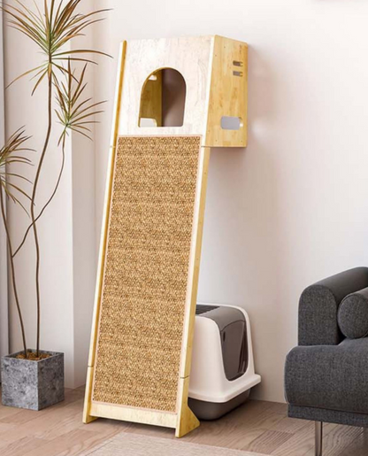 NatureClimb Holz Katzenhaus – Kompaktes und Verspieltes Möbelstück