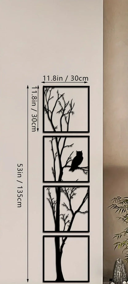 Wanddekoration Baum und Eule – Minimalistisch und Stilvoll