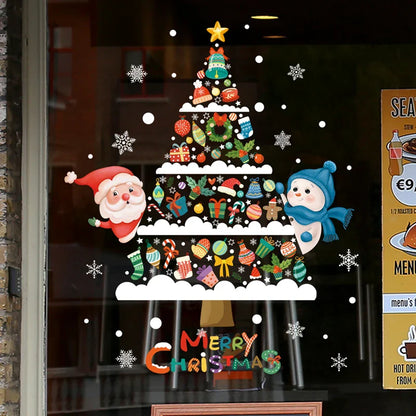 Weihnachts-Fensterdekoration – Festliche Dekoration mit Weihnachtsmann und Tieren für eine stimmungsvolle Weihnachten