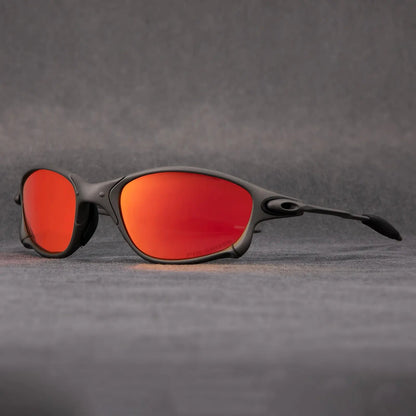 Sportliche Polarisierte Sonnenbrille – Metallrahmen mit Roten Gläsern