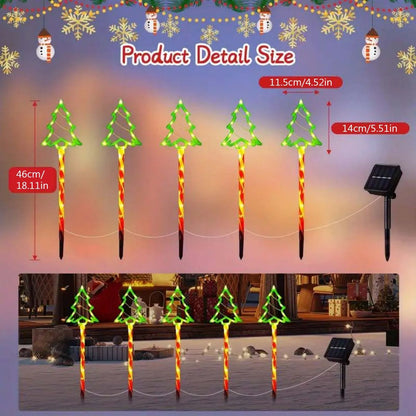 Set aus 5 Solarbetriebene Weihnachtsbaumlichter – Fröhliche Außenbeleuchtung für die Feiertage