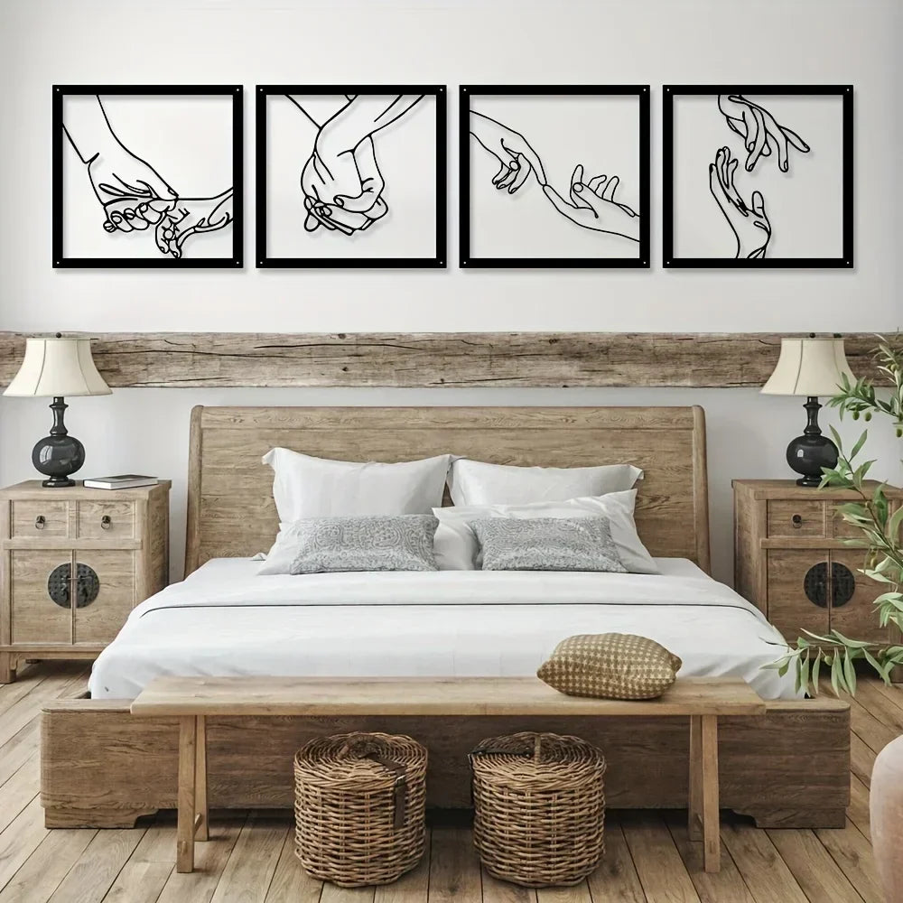 Verbundene Hände Metall-Wanddekoration – Minimalistisch und Verbindend