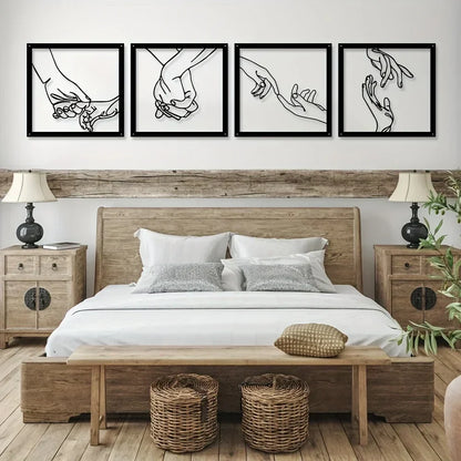 Verbundene Hände Metall-Wanddekoration – Minimalistisch und Verbindend