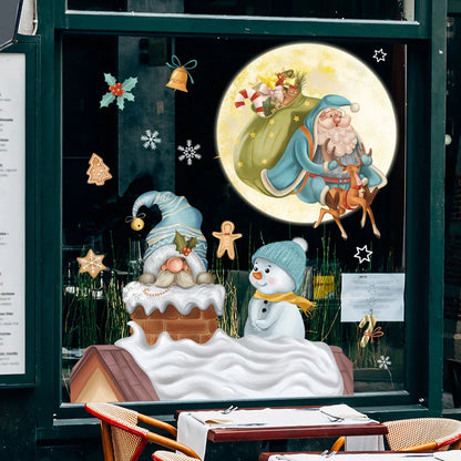 Weihnachts-Fensterdekoration – Festliche Dekoration mit Weihnachtsmann und Tieren für eine stimmungsvolle Weihnachten
