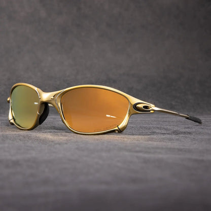 Sportliche Polarisierte Sonnenbrille – Metallrahmen mit Roten Gläsern