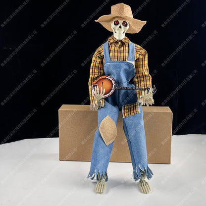 Halloween-Skelett mit Banjo – Leuchtende Dekoration mit Sound