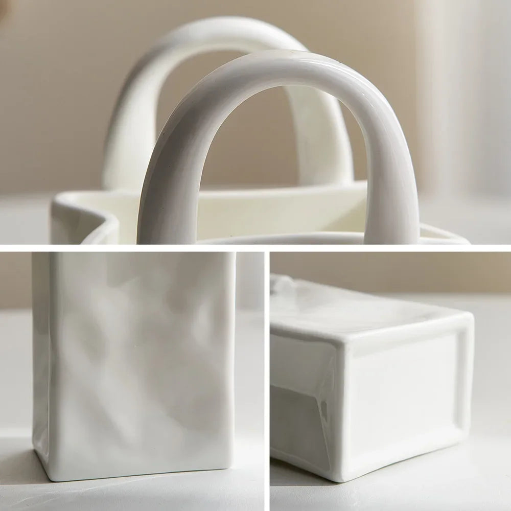 Design-Keramikvasen in kreativer Taschenform