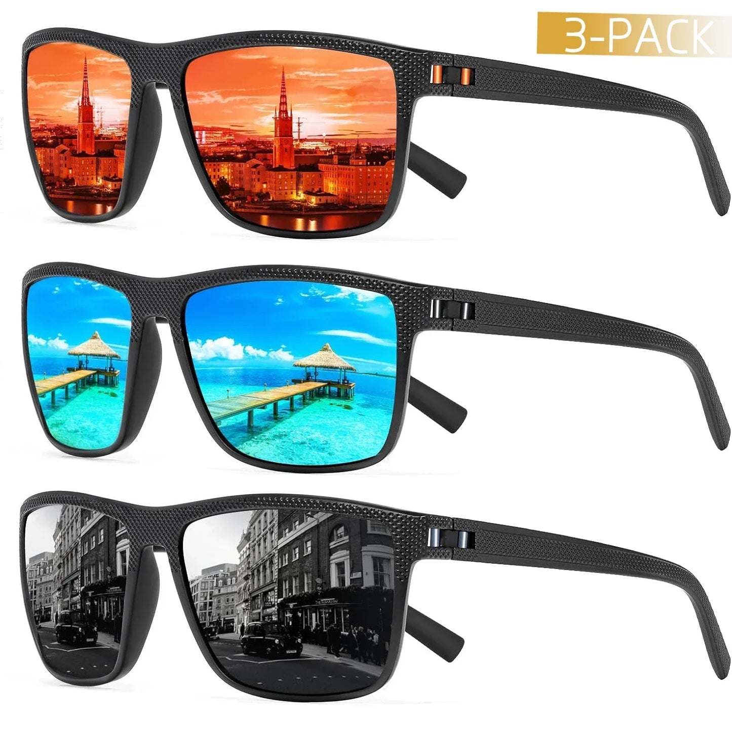 AquaShield Polarisierte Sonnenbrille 3-Pack – Geschützt und Stilvoll
