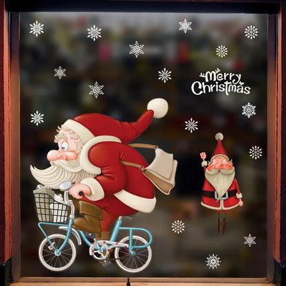 Weihnachts-Fensterdekoration – Festliche Dekoration mit Weihnachtsmann und Tieren für eine stimmungsvolle Weihnachten