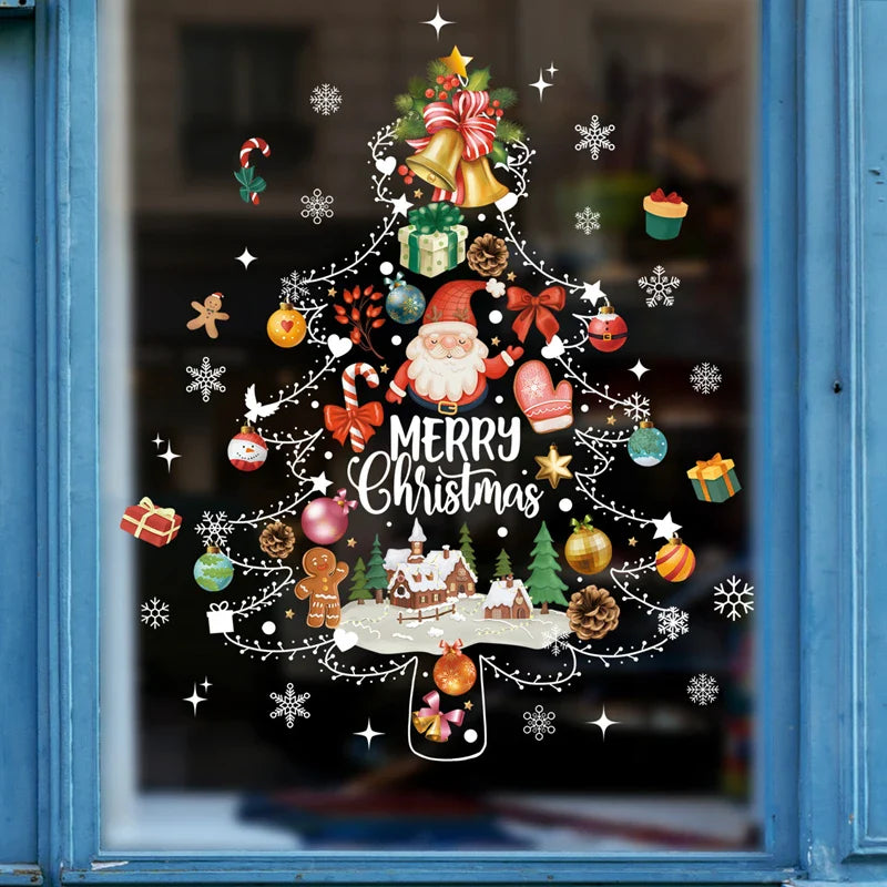 Weihnachts-Fensterdekoration – Festliche Dekoration mit Weihnachtsmann und Tieren für eine stimmungsvolle Weihnachten