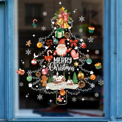 Weihnachts-Fensterdekoration – Festliche Dekoration mit Weihnachtsmann und Tieren für eine stimmungsvolle Weihnachten